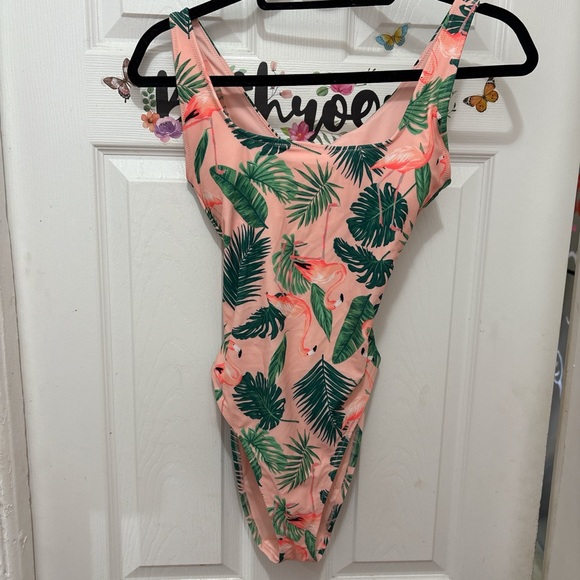 Old Navy Pink Tropical One Piece Swimsuit - Picture 1 of 3